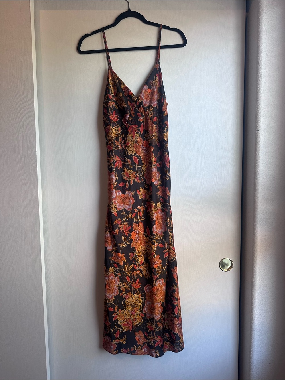 Dress Forum Floral Slip Maxi Dress in Black and Rust New without tags